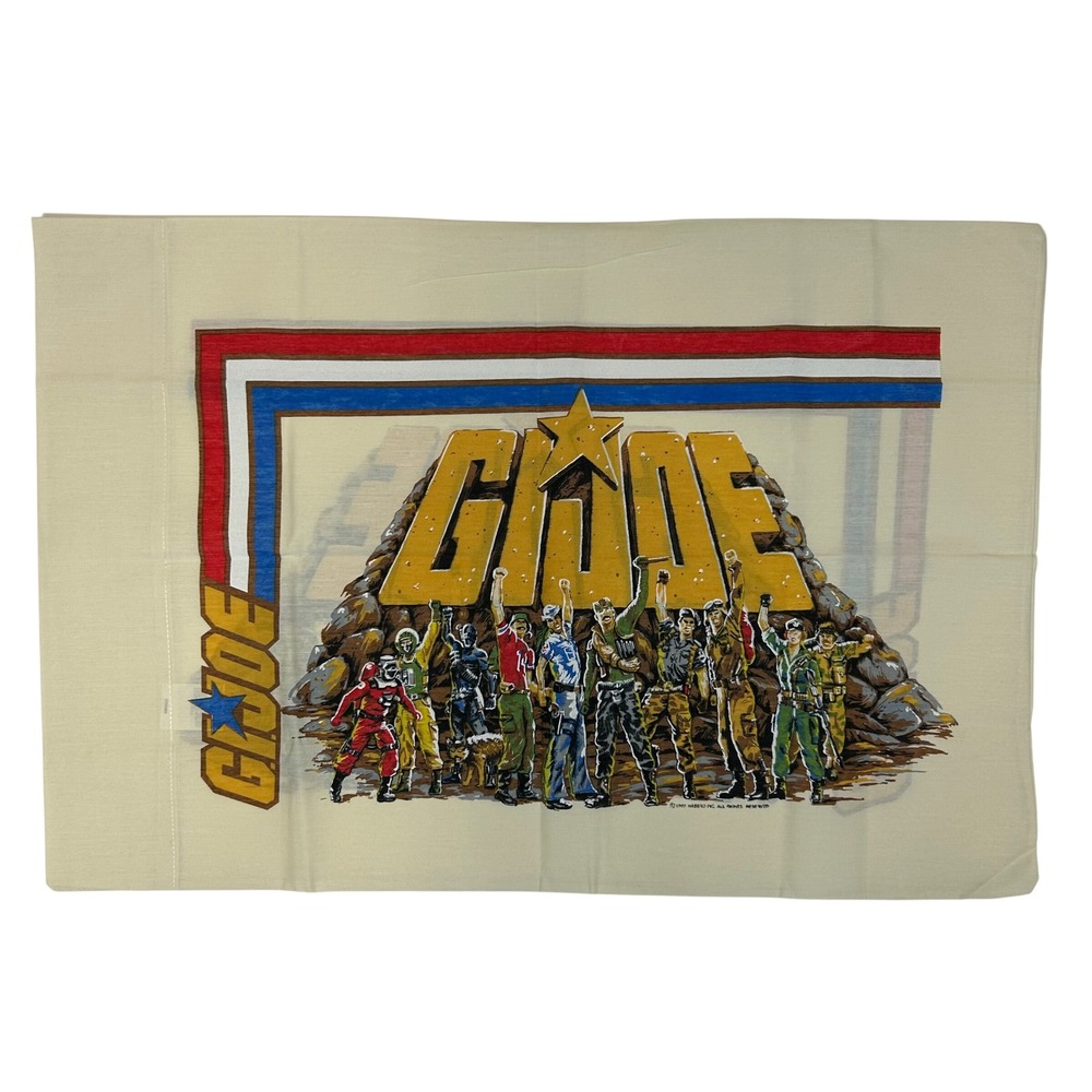 Vintage 1985 GI Joe Standard Pillowcase Hasbro Real American Hero Cream Graphic